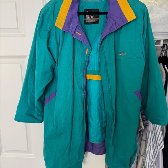 Vintage Teal and Purple London Fog Jacket with Yellow Accents - Picture 1 of 2